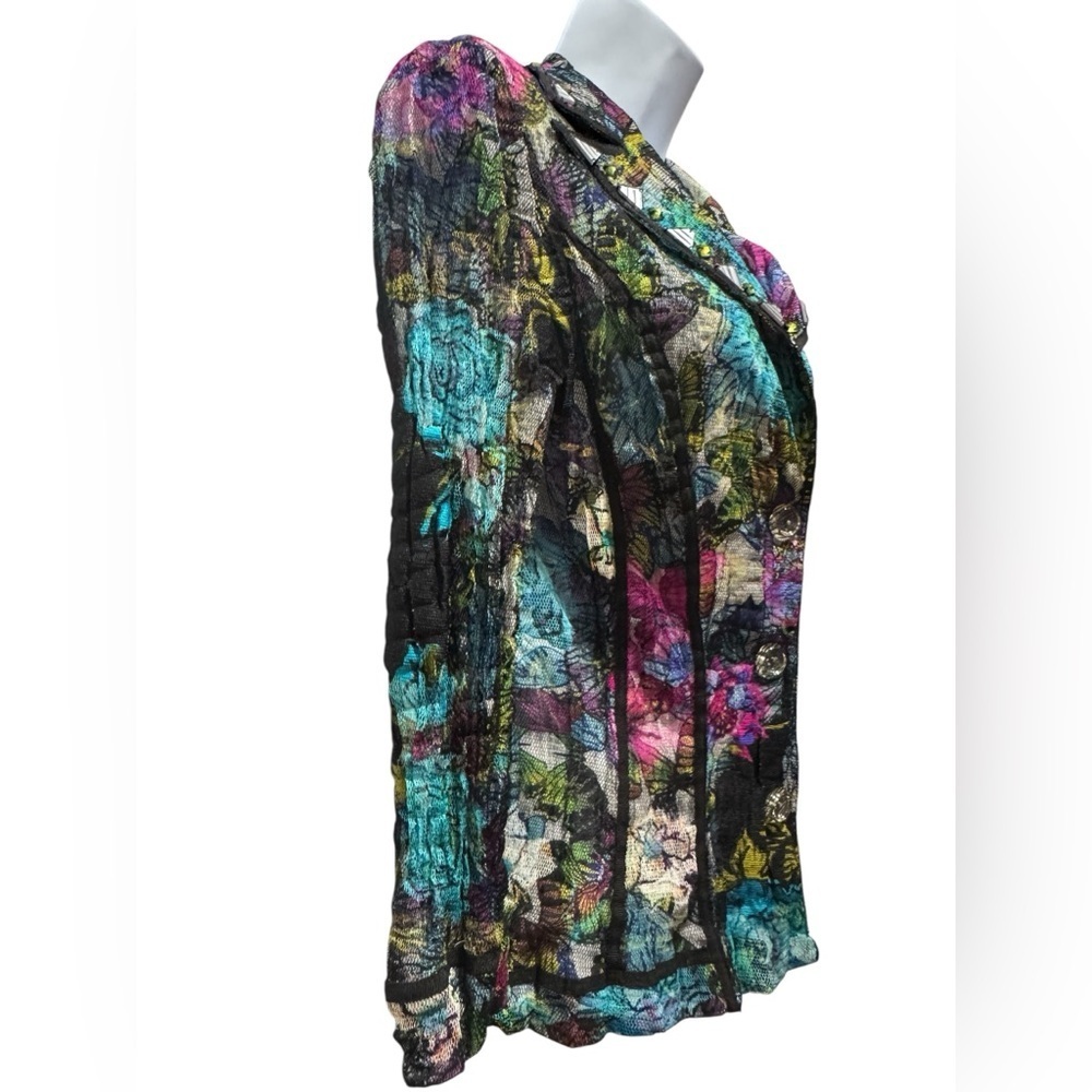 Alberto Makali Multicolor Butterfly Mesh Jacket Top Size L Vintage Designer - Picture 6 of 13
